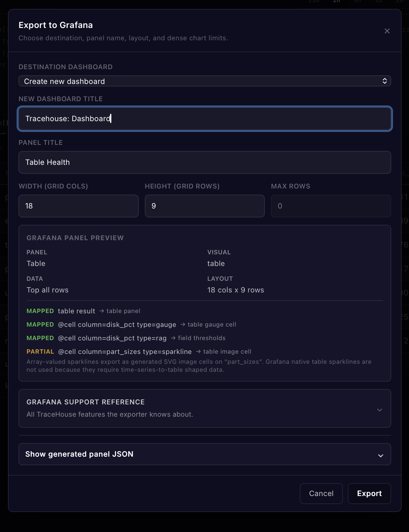Grafana Panel Export Preview