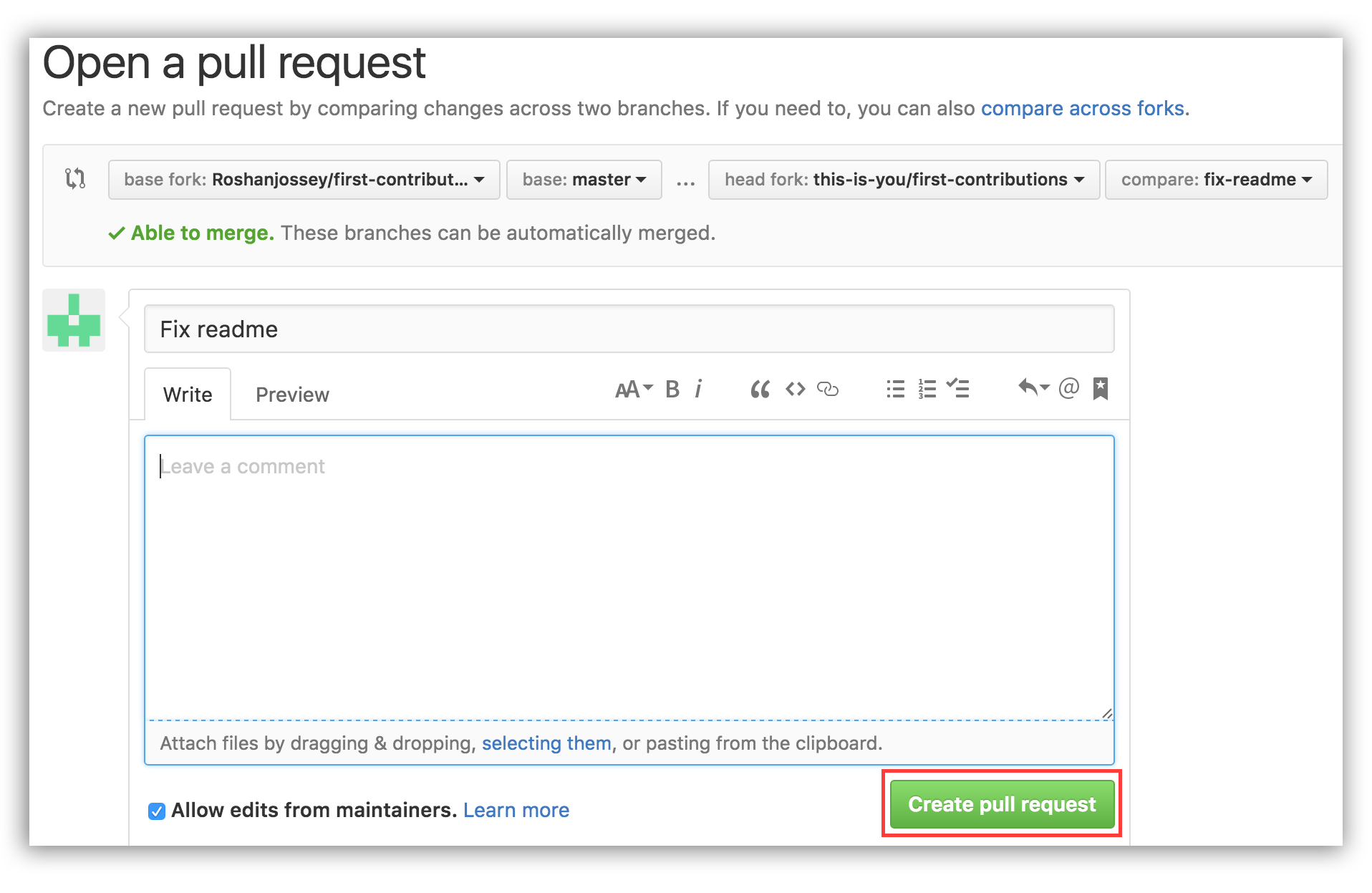 submit pull request