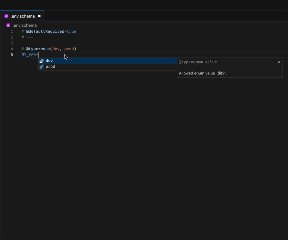 @env-spec enum value completion