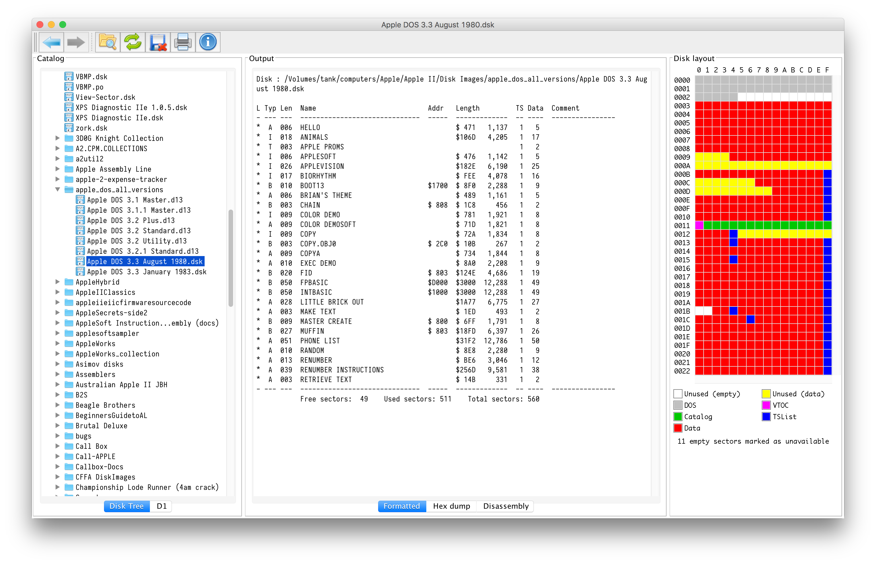 Disk listing