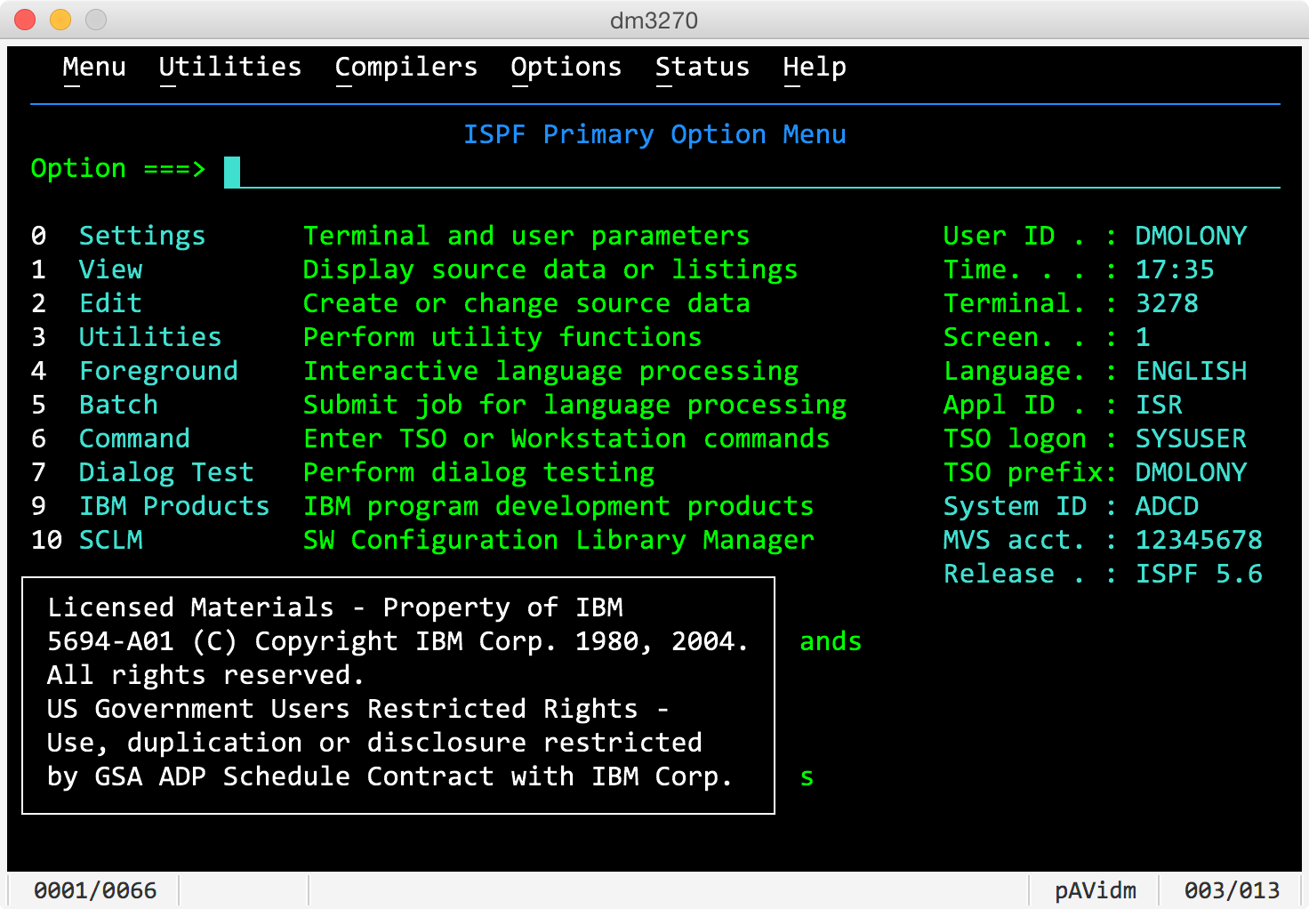 Terminal screen