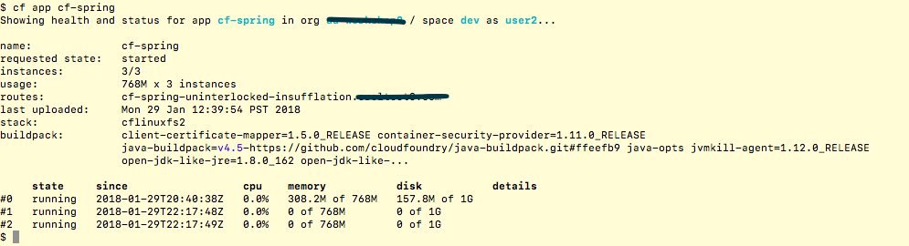 cf app output