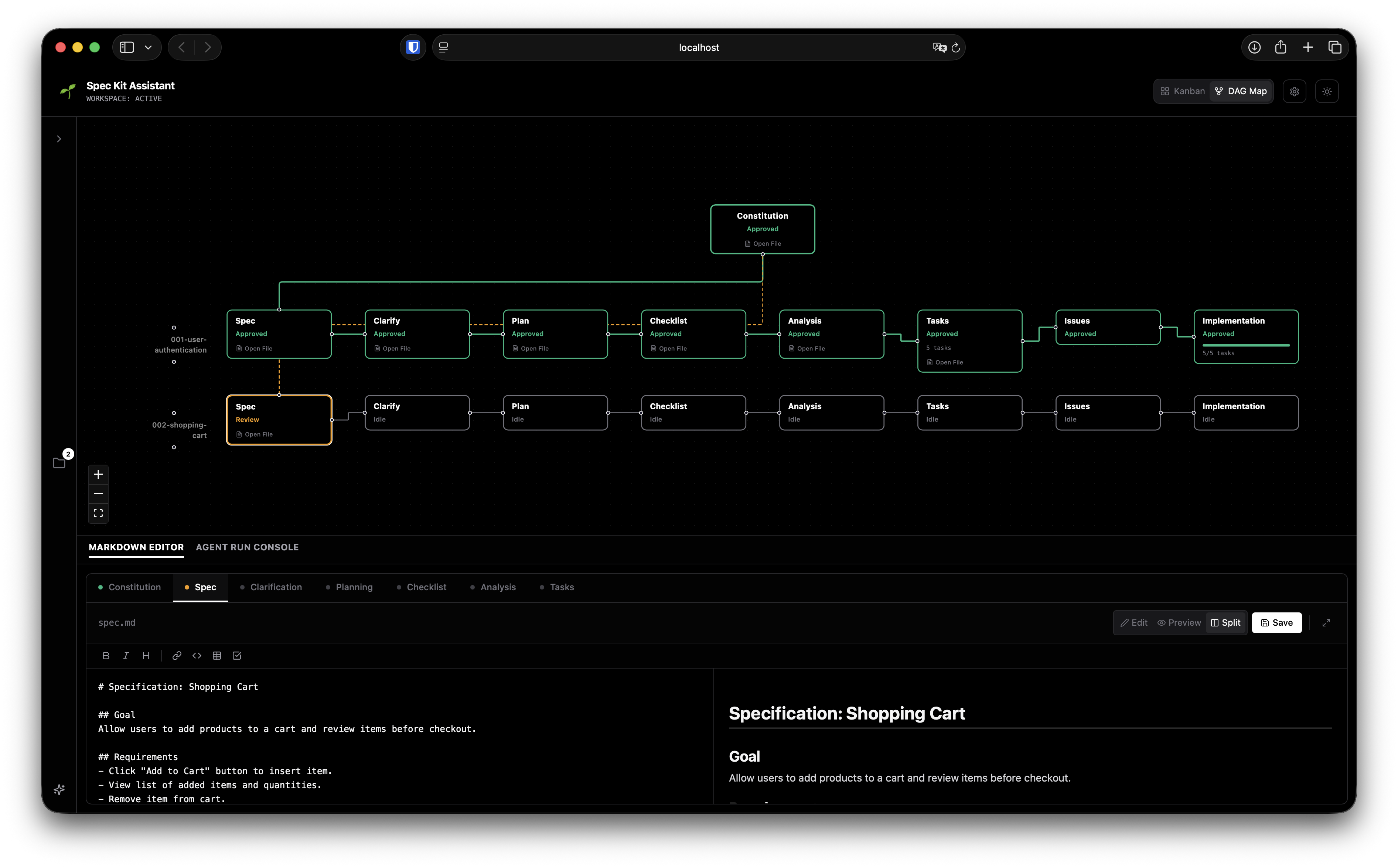 ReactFlow DAG Map View
