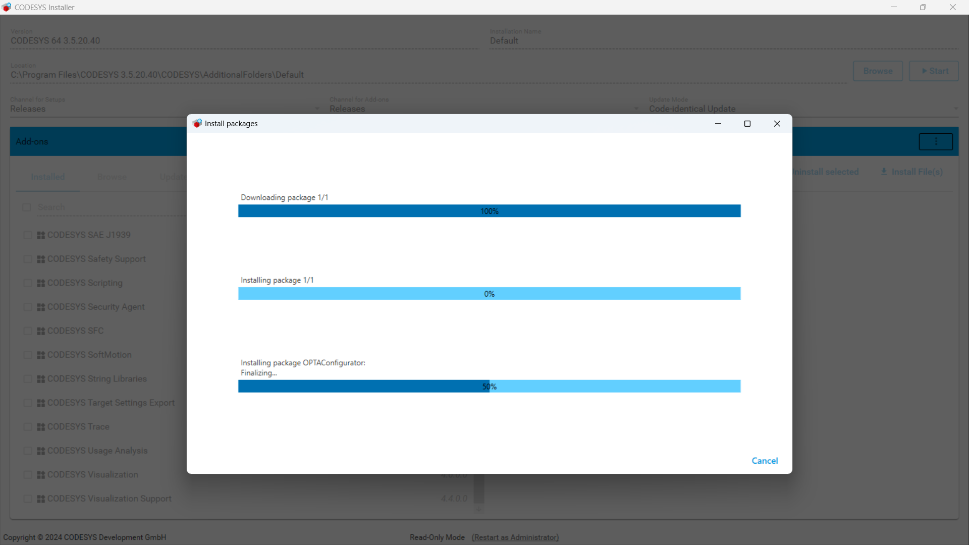 Progresso installazione