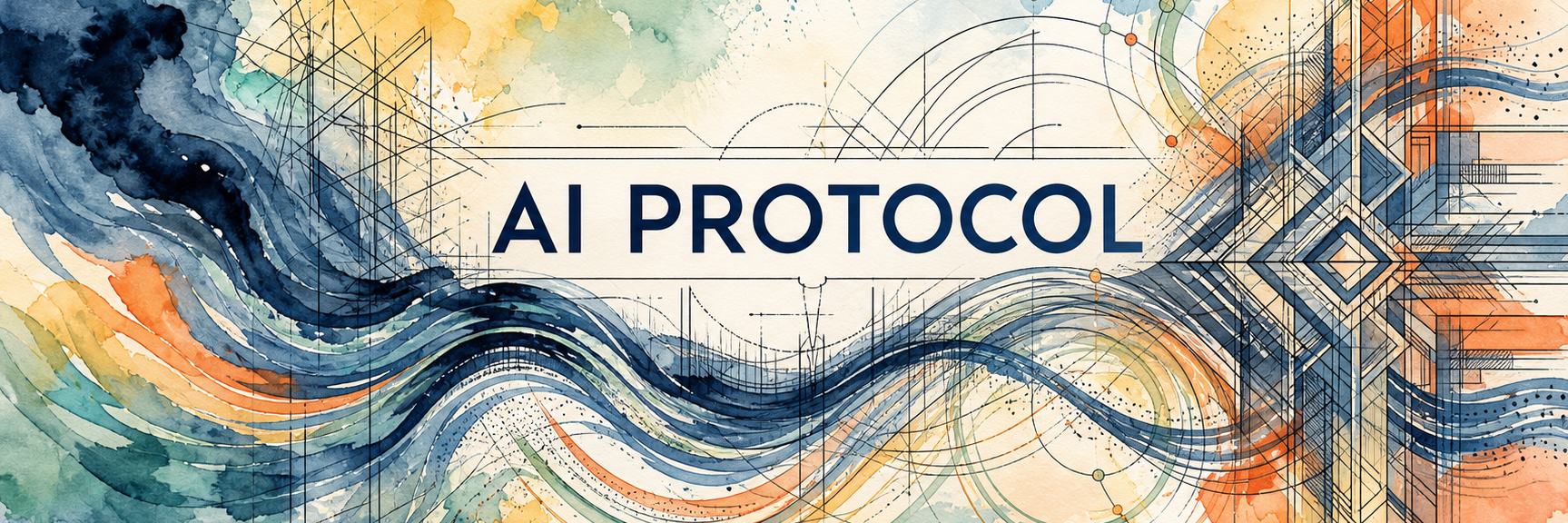 AI Protocol, illustrated with watercolor systems and architectural linework