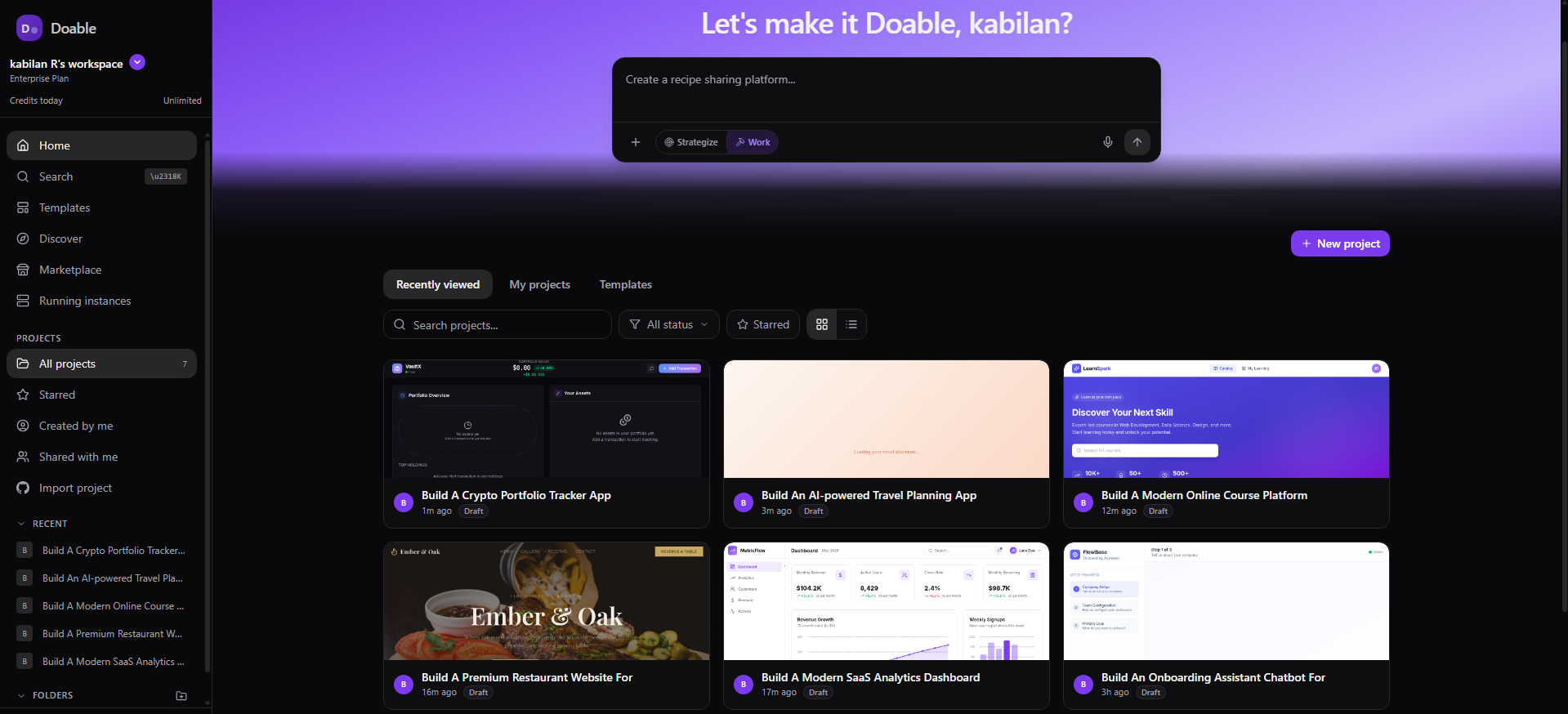 01 · Landing & dashboard