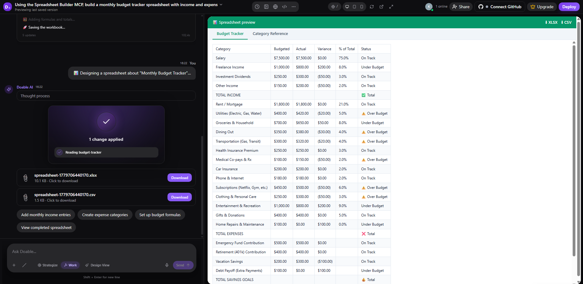 Spreadsheet Builder MCP