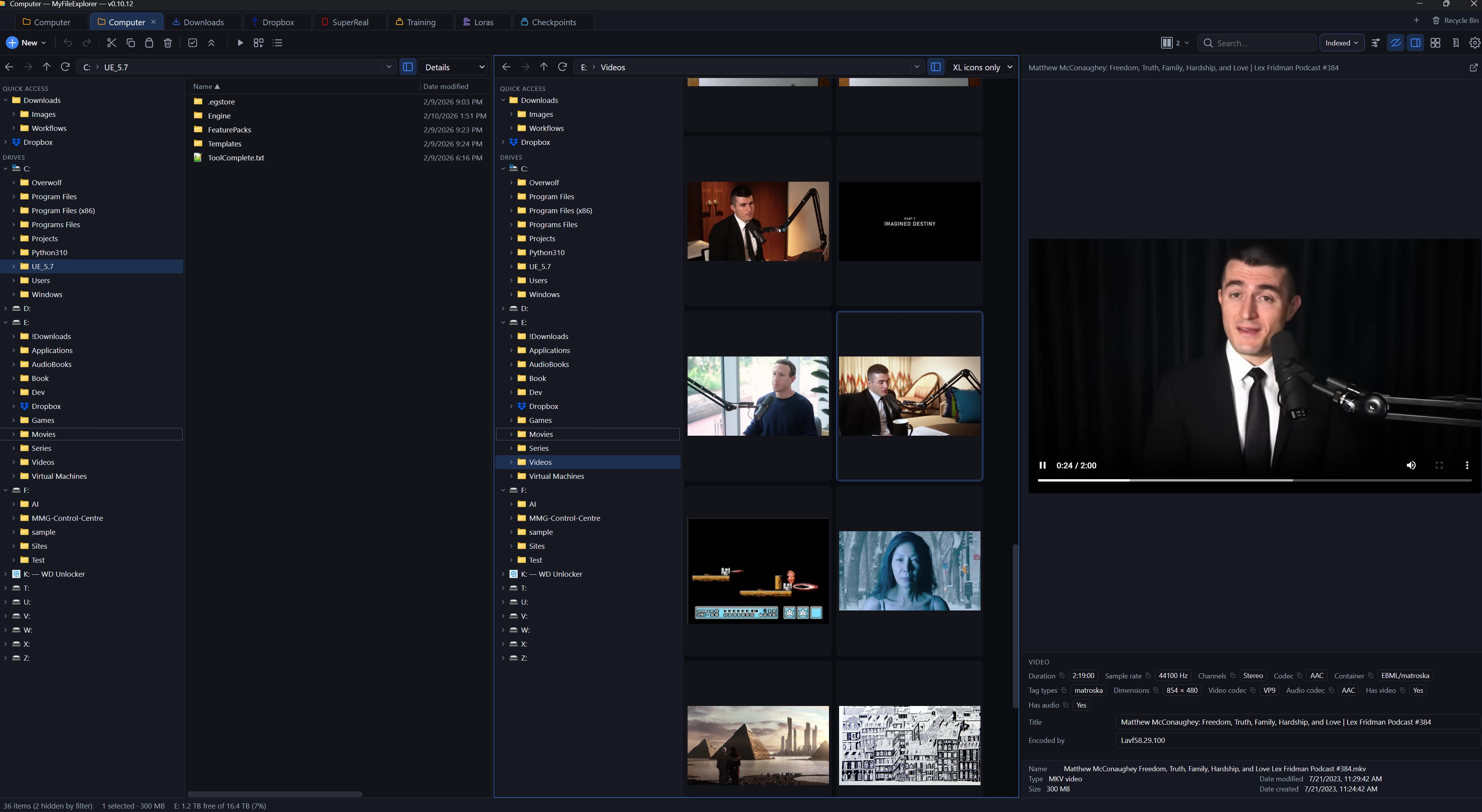 Tabs, details, video thumbs, and a live preview