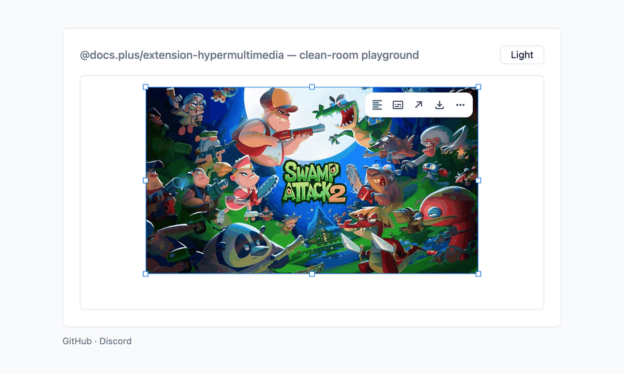 Embedded image with hover toolbar and resize gripper in the editor