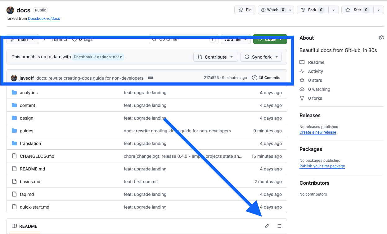 Screenshot: Your newly forked repository page
