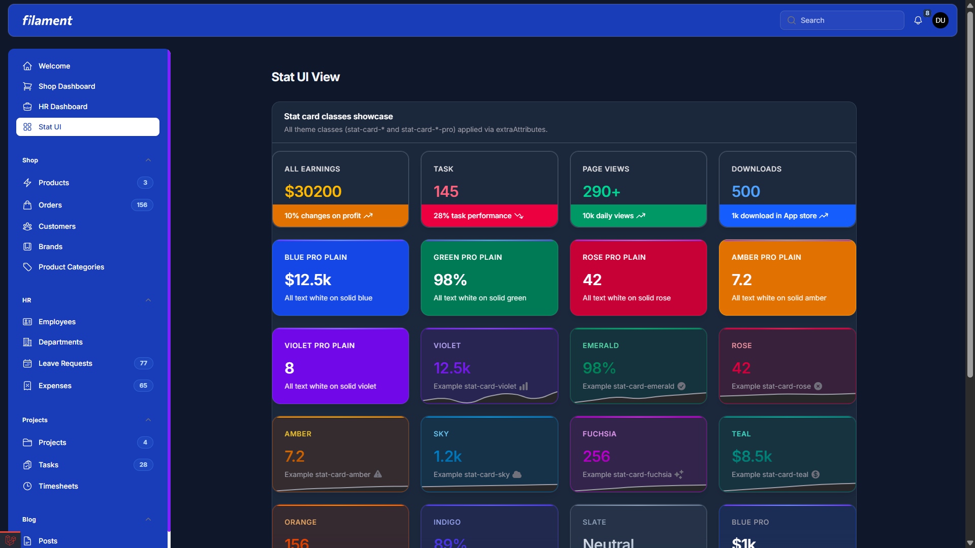 Shop Dashboard (dark)