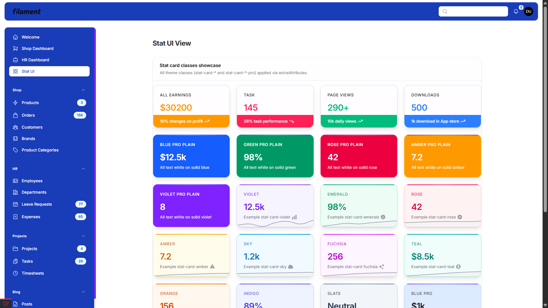 Shop Dashboard (light)