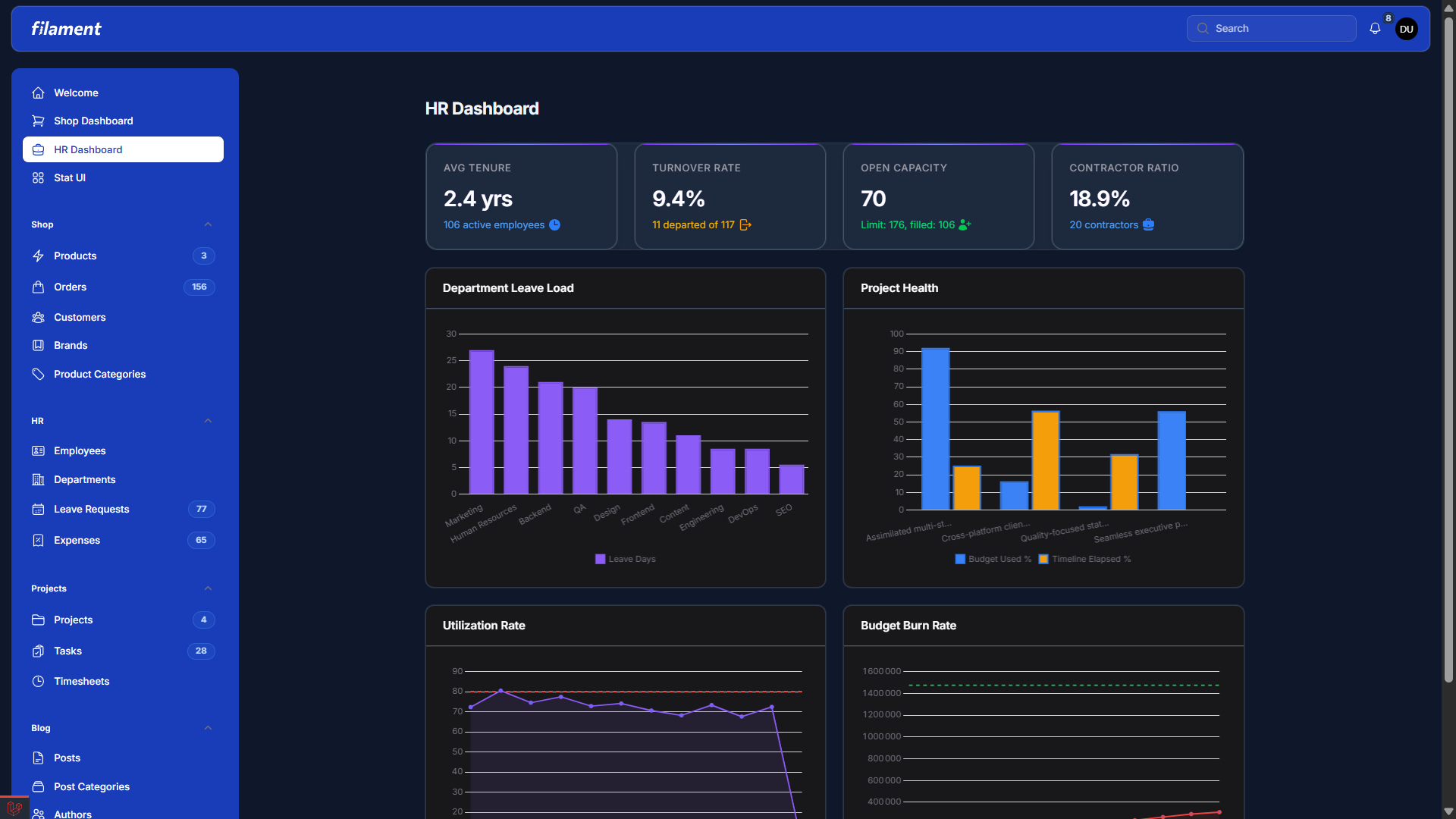 HR Dashboard (dark)