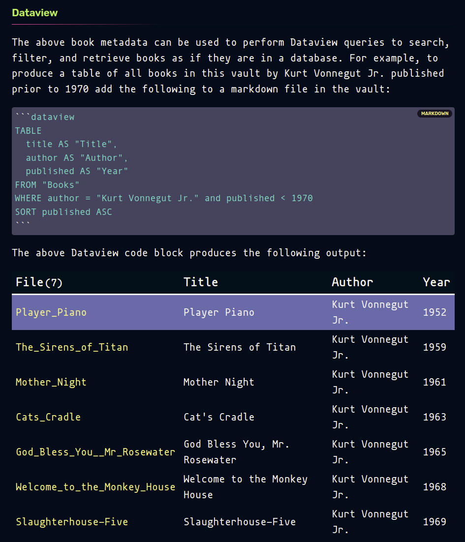 Dataview Queries