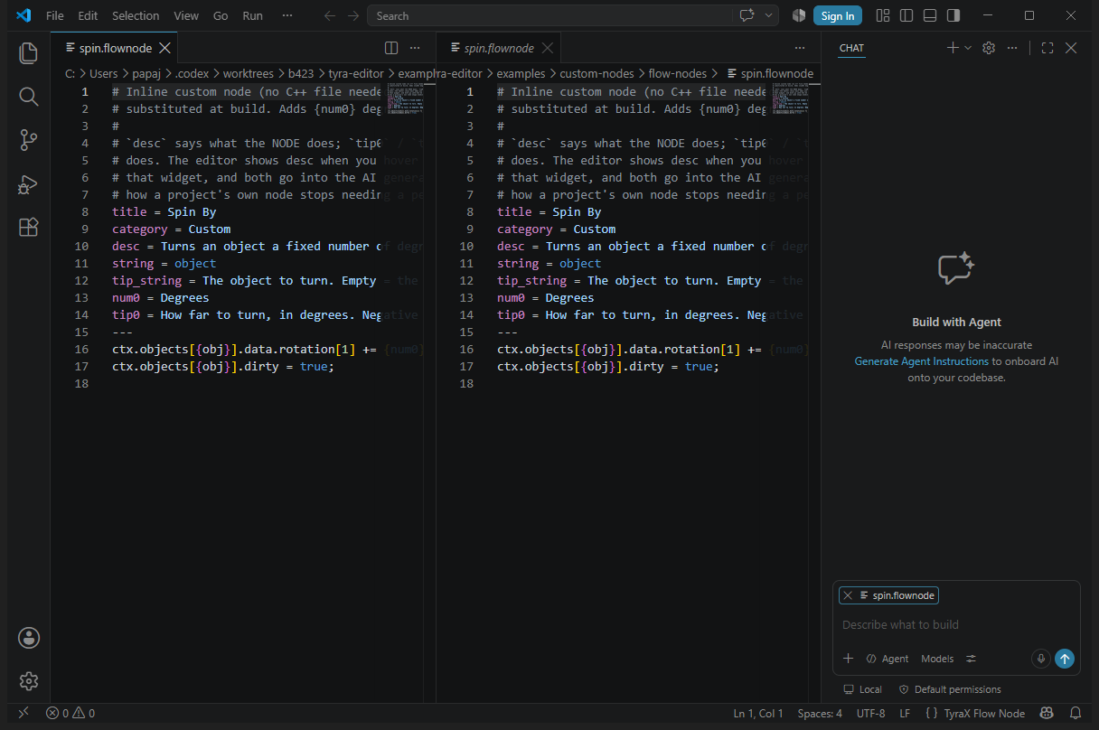 Syntax highlighting for a custom flow node