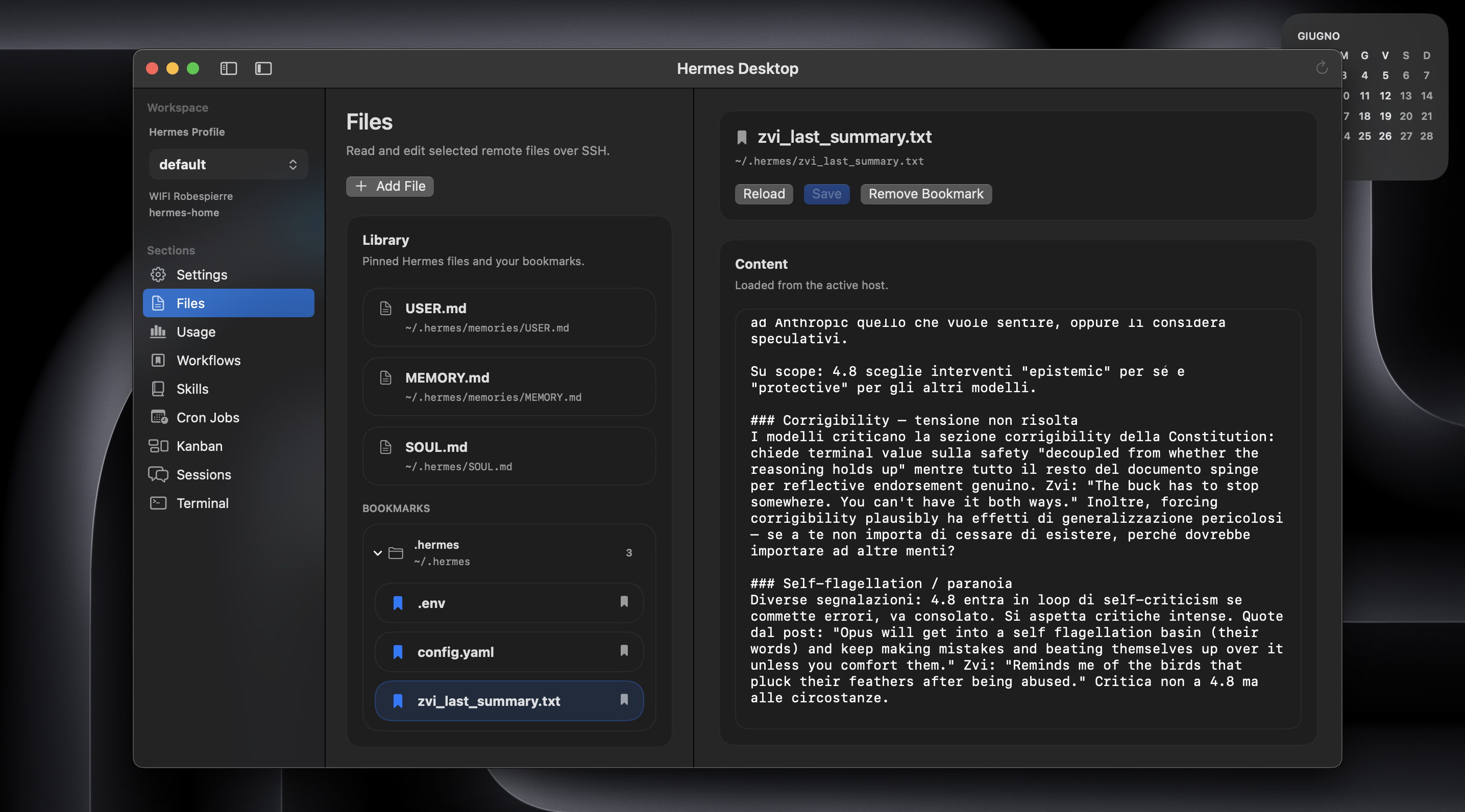 Hermes Desktop Files view