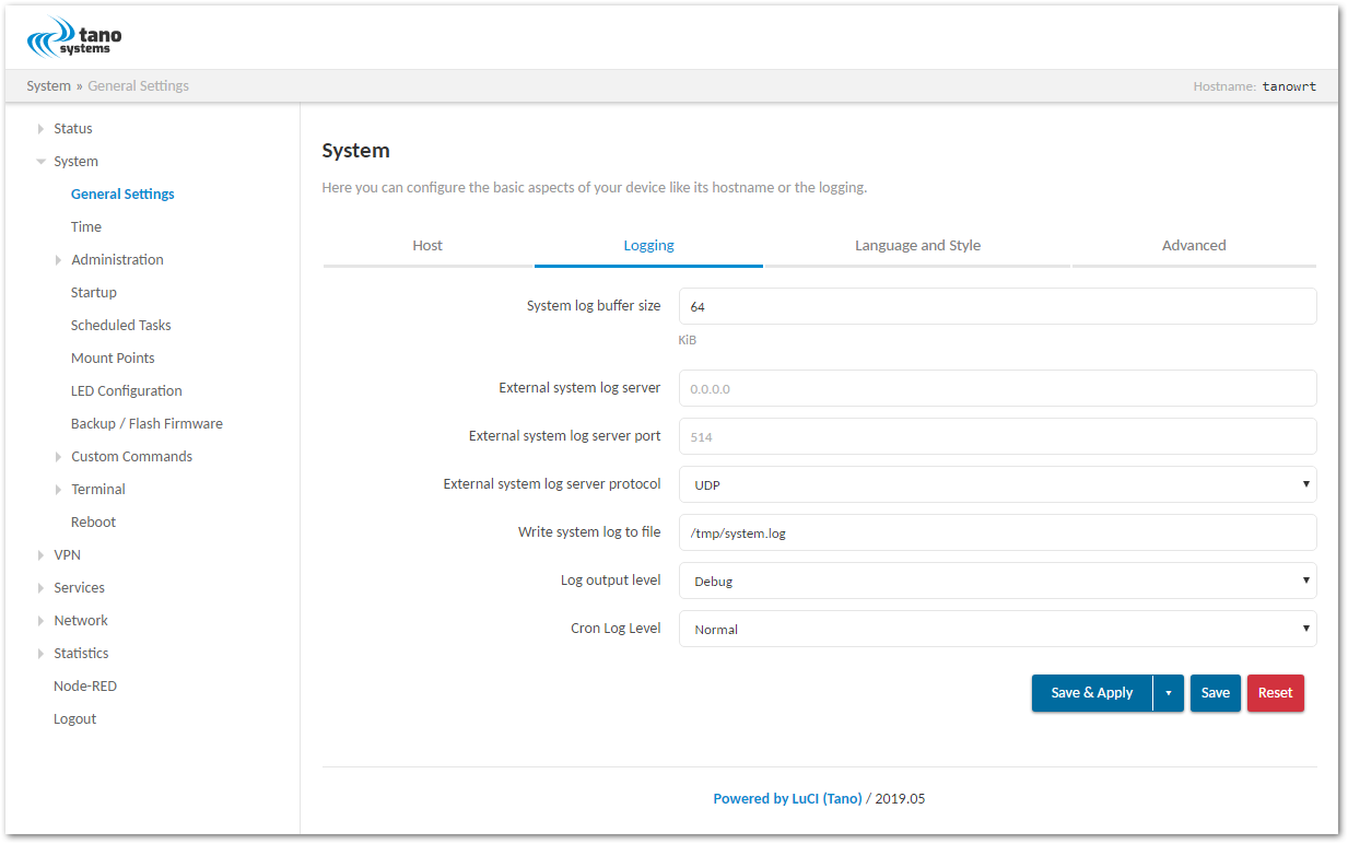 System -> General Settings