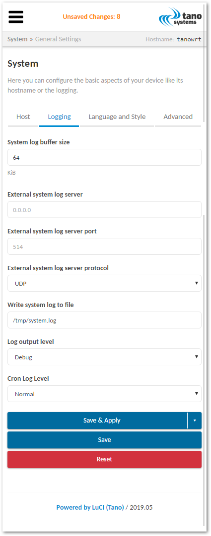 System -> General Settings