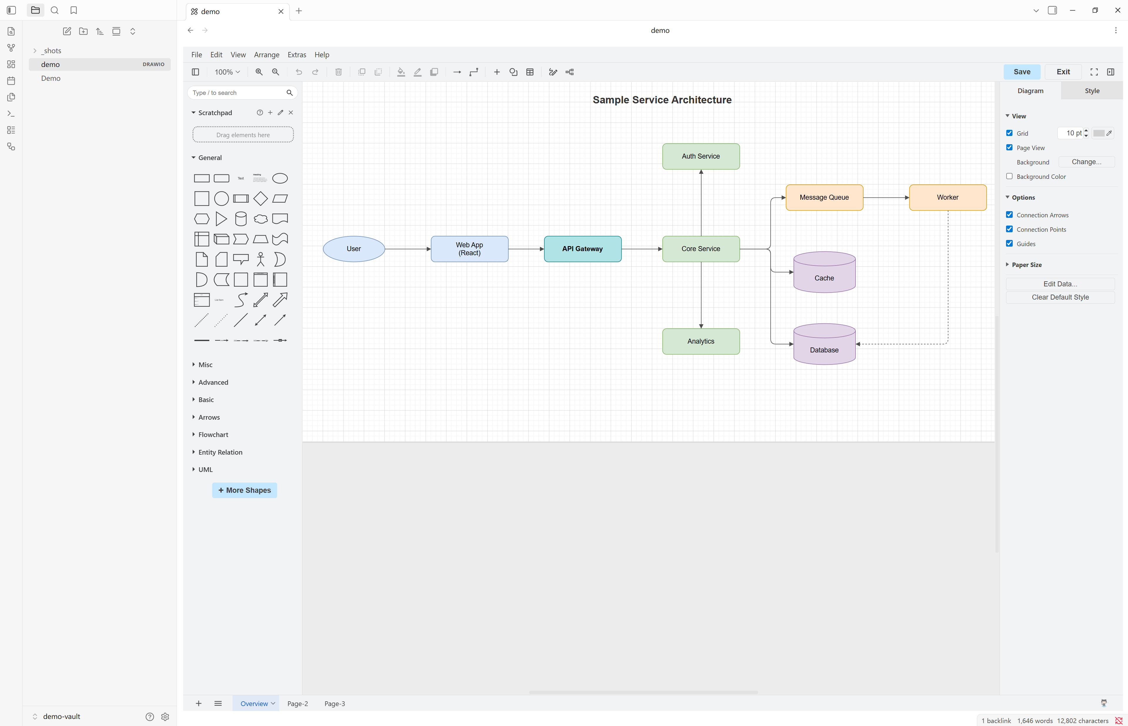 The drawio editor embedded in a file tab