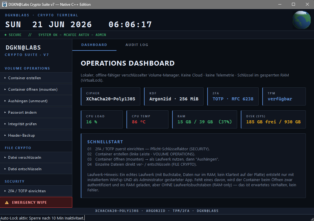 Crypto Suite — Screenshot aus dem Projekt