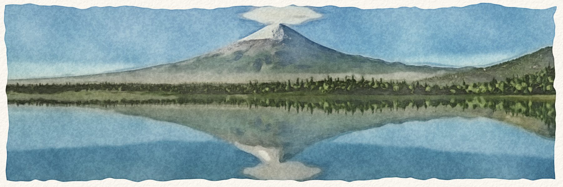 The Fuji lake render as a watercolour