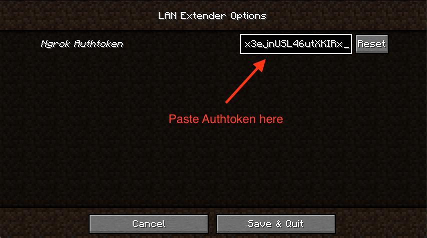 Paste the authtoken