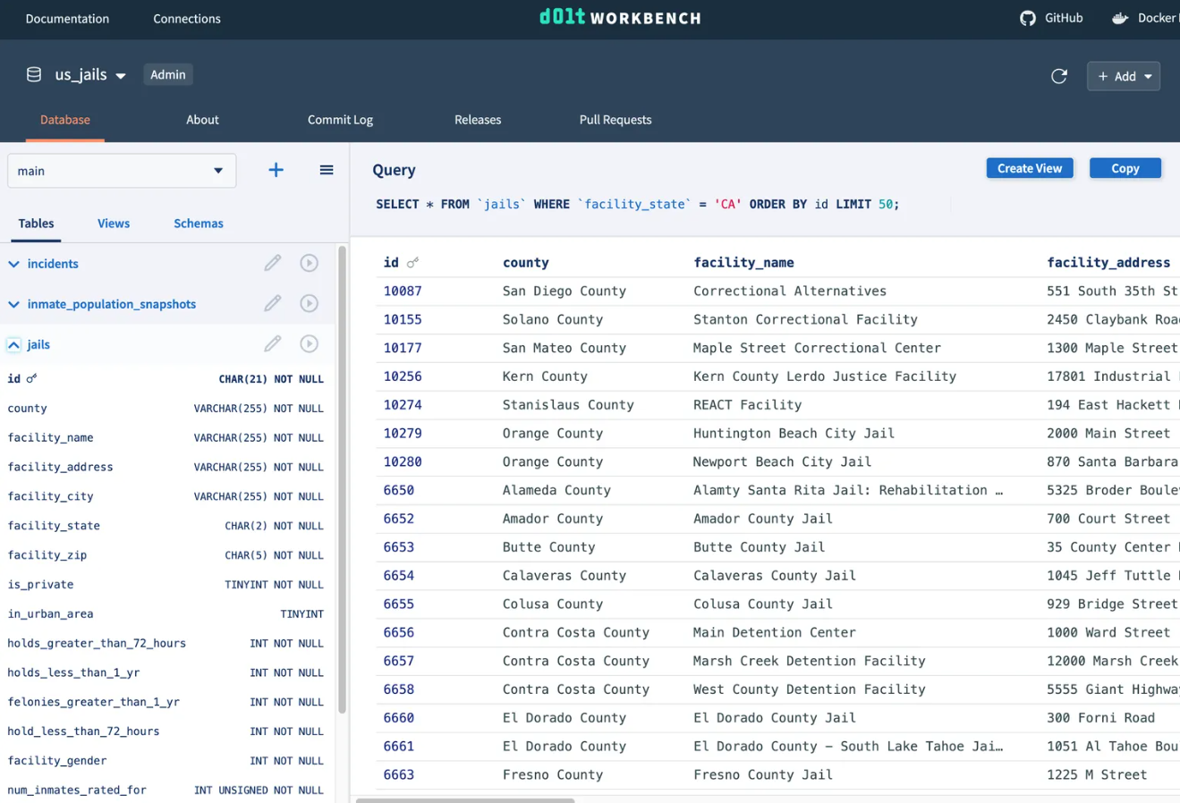 Modern, web based table-browser