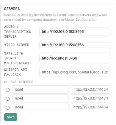Servers menu: manage local and cloud Ollama endpoints