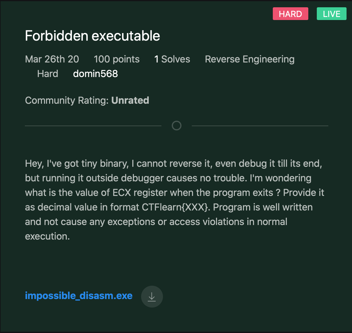 CTFlearn Forbidden executable