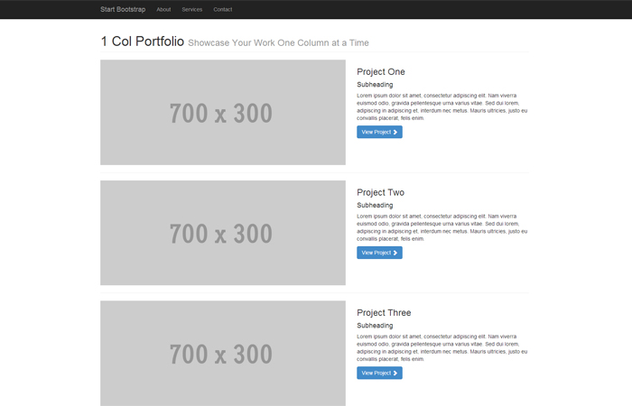 One Column Portfolio Template for Twitter Bootstrap 3