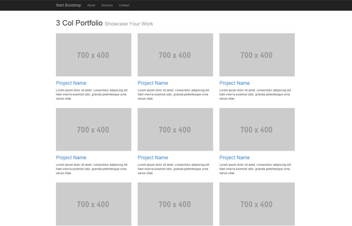 Three Column Portfolio Template for Bootstrap 3