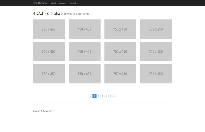 Four Column Portfolio Template for Bootstrap 3