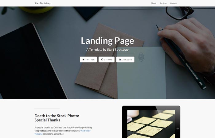 Free Landing Page Template for Bootstrap 3