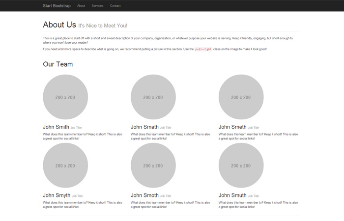 Free Bootstrap About Page Template