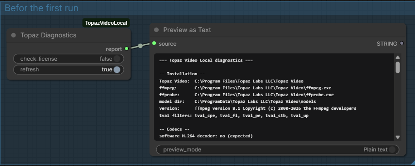 Topaz Diagnostics wired into Preview as Text