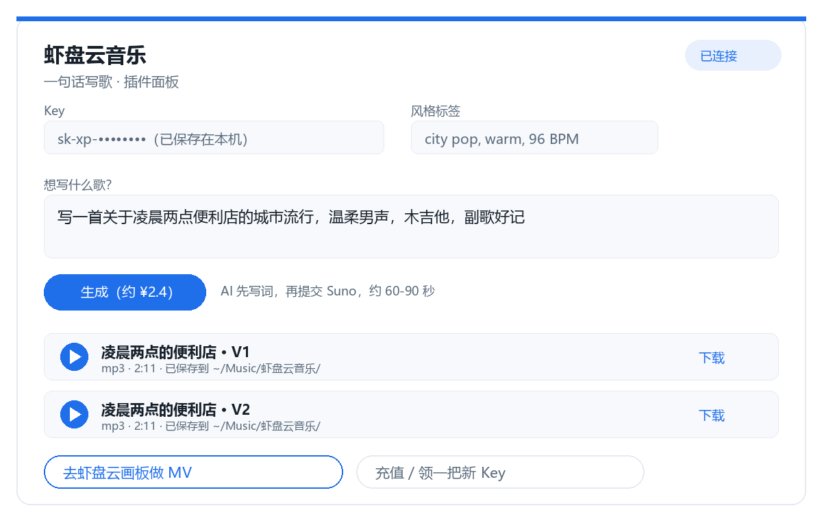 插件面板示意