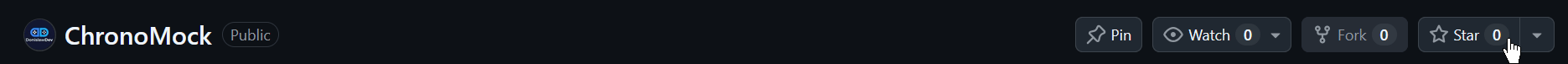 Clicking the Star button at the top of the Chrono Mock repository page: the counter goes from Star 0 to Starred 1.