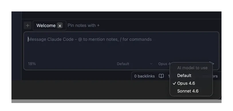 The model picker open in a chat tab