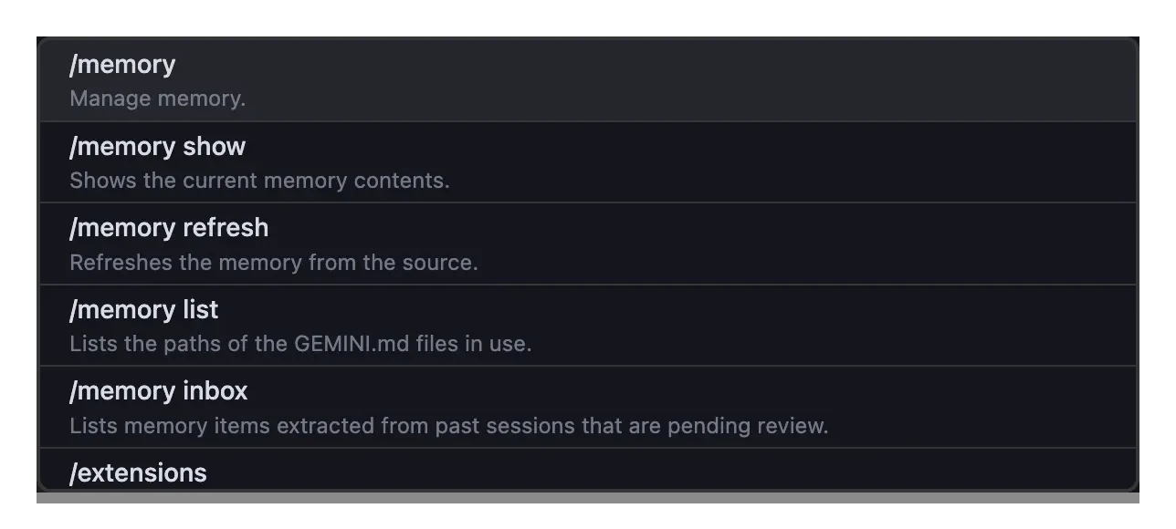 The slash-command menu open in the composer