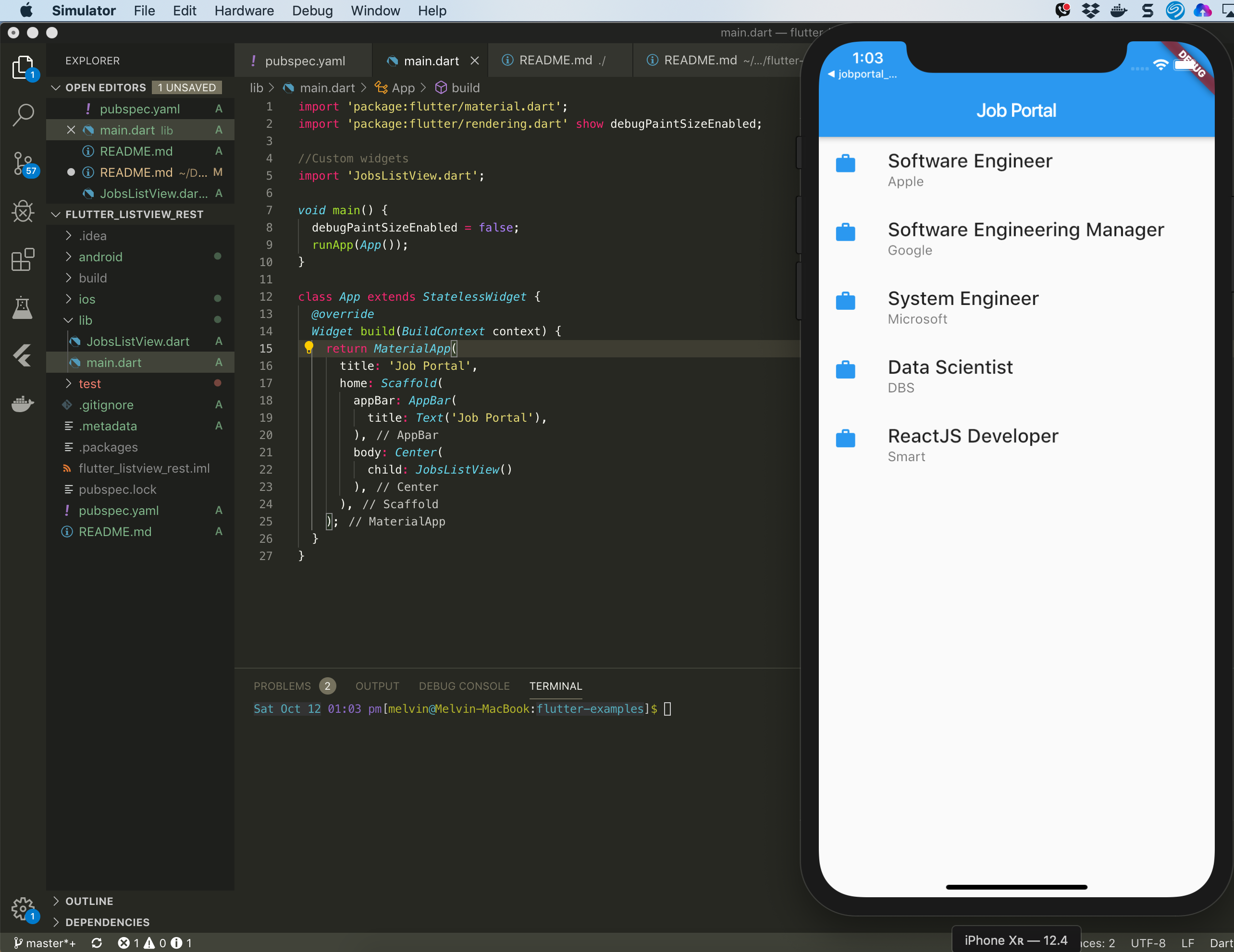 Flutter Create Json Parse Listview Using Listtile Android Ios Example ...