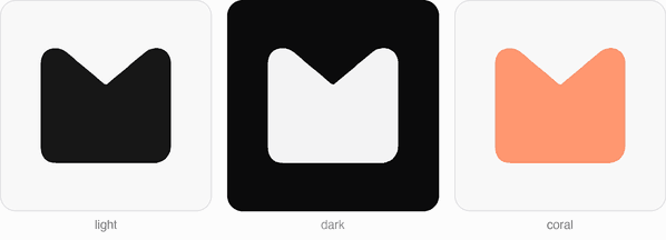 The Maple mark morphing through M, A, P, L and E in light, dark and coral