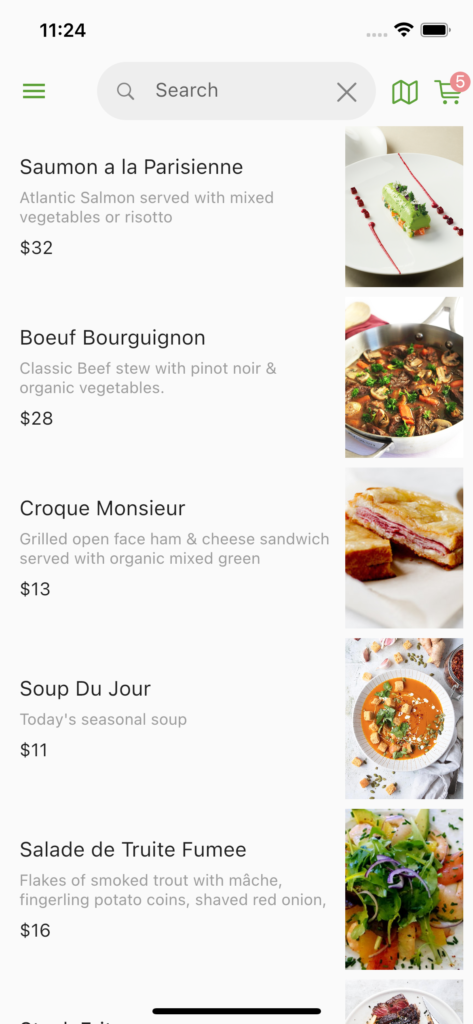 food delivery flutter app screen