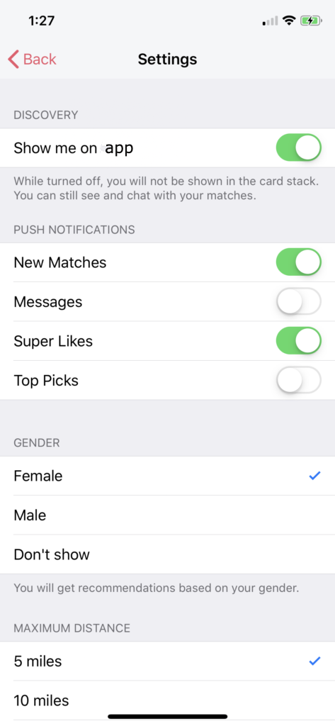 dating settings swift
