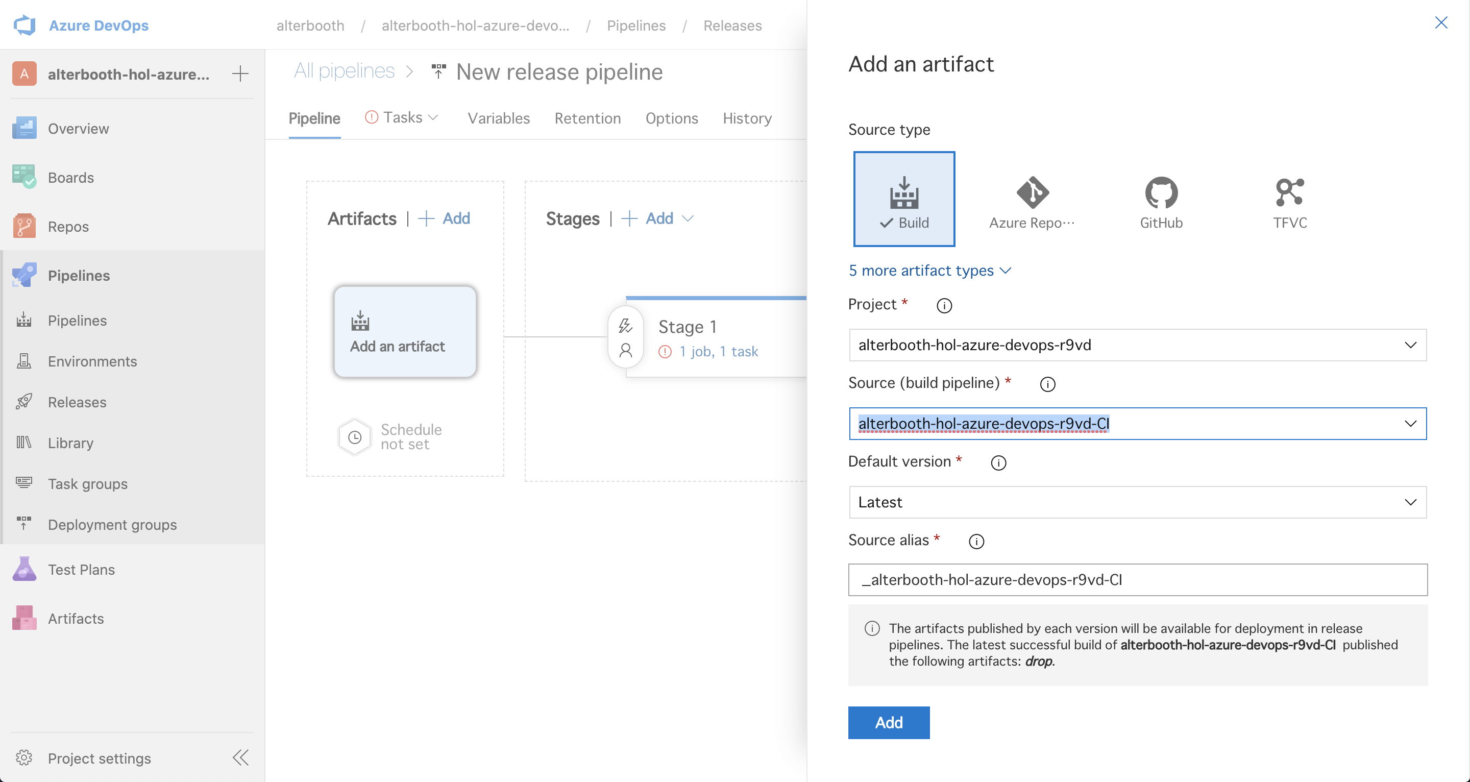 New Release Pipeline Artifacts