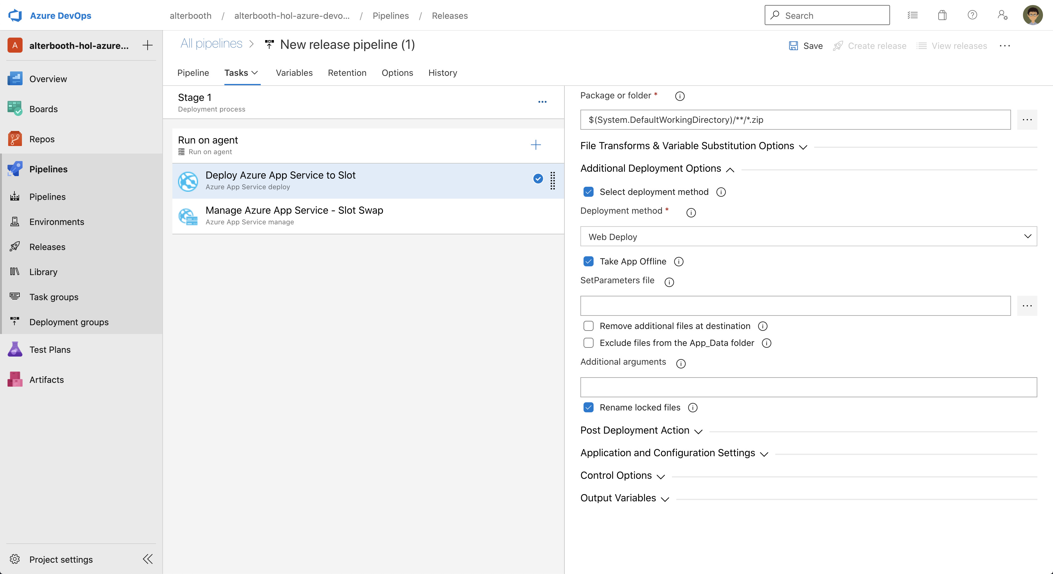 Slot Task Deploy Azure App Service