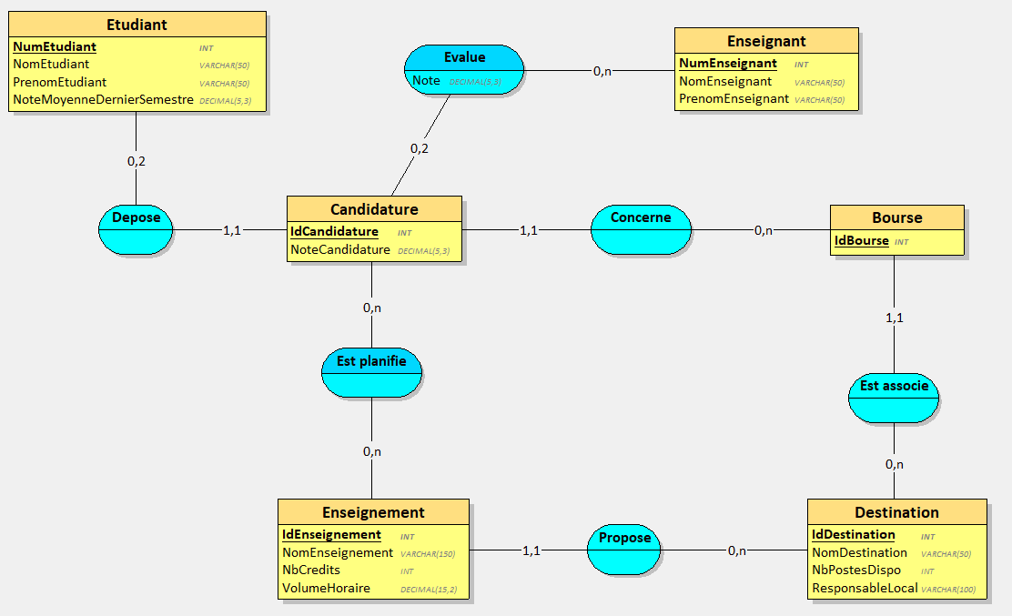 Schema de la base de donnees