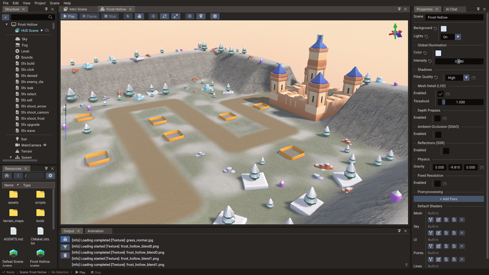 Bastion Vale tower defence map open in the Doriax editor