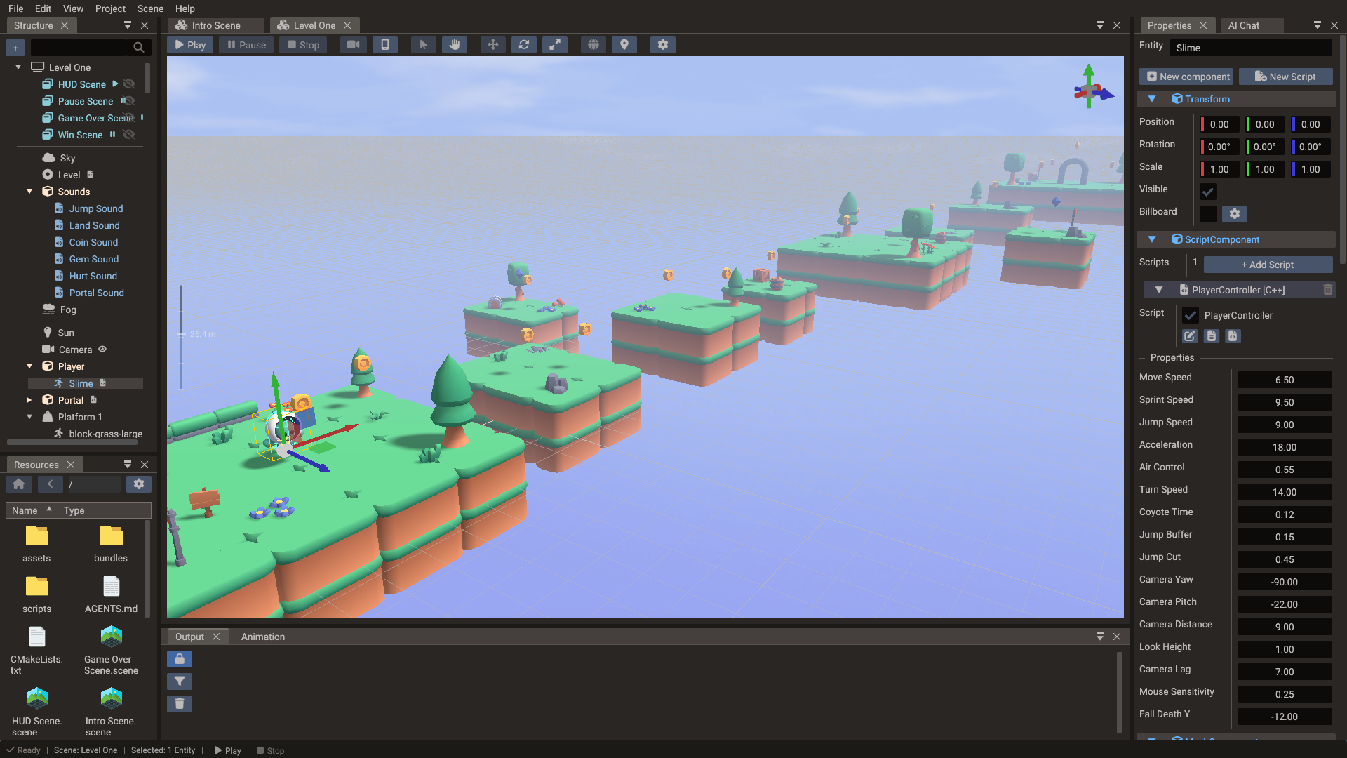 3D platformer level in the Doriax 3D editor