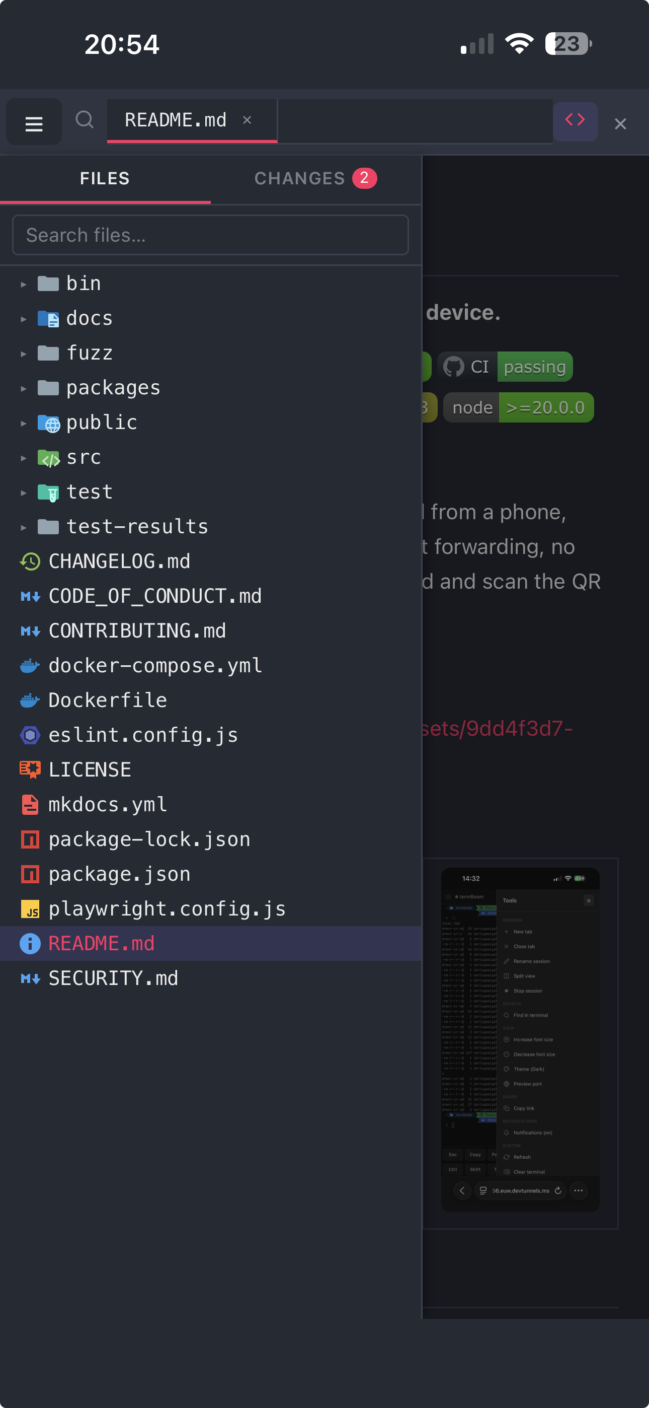File browser on mobile