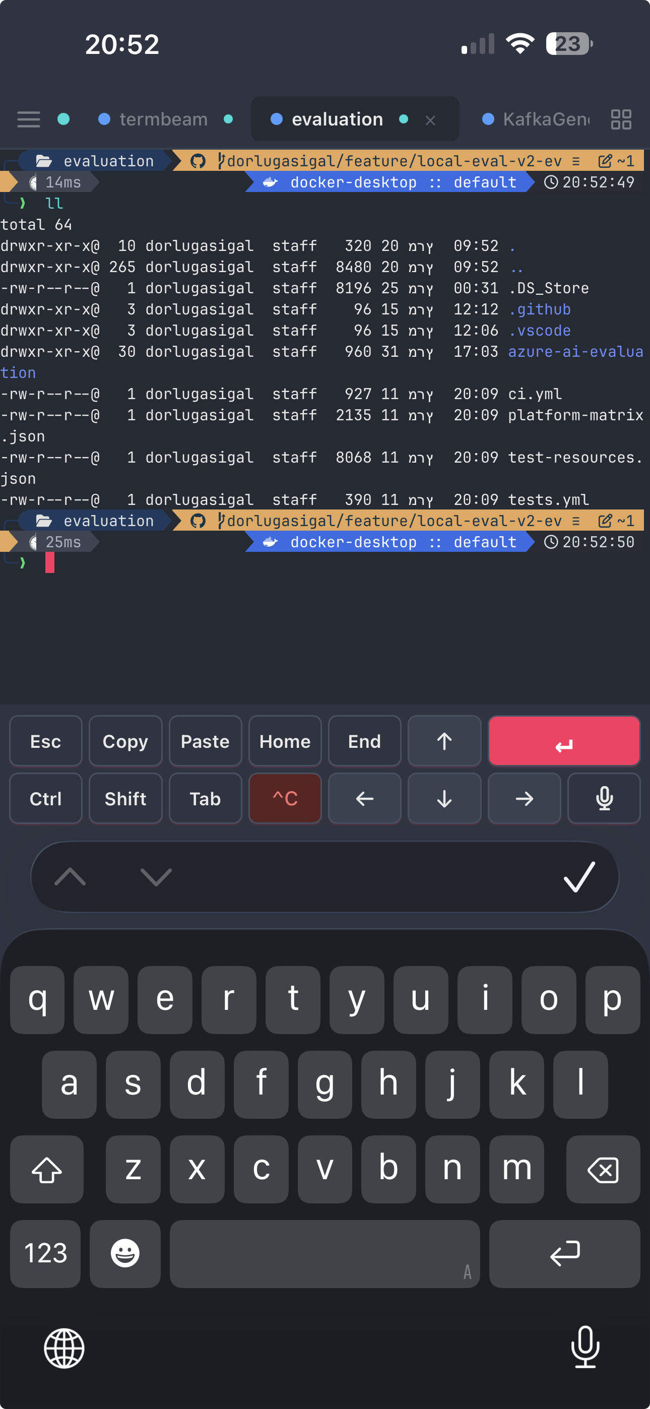 Terminal with touch bar on mobile